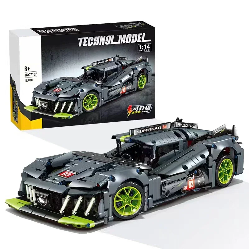 NEW Technical Peugeoted 9X8 Mans Hybrid Hypercar Super Racing Car 1280Pcs Building Blocks Brick Boy Adult Gift