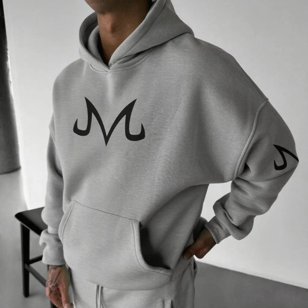 Majin buu conjunto de calças com capuz anime algodão solto ajuste unisex impressão gráfica streetwear moletom casual corredores personagem dos desenhos animados