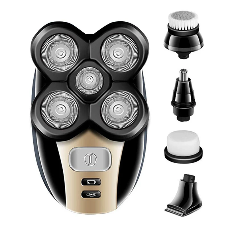 Portable Waterproof Razor 5 in 1 Rotary Razor Beard Clipper Hair Trimmer For Men's Beard Facial Shaving Razor
