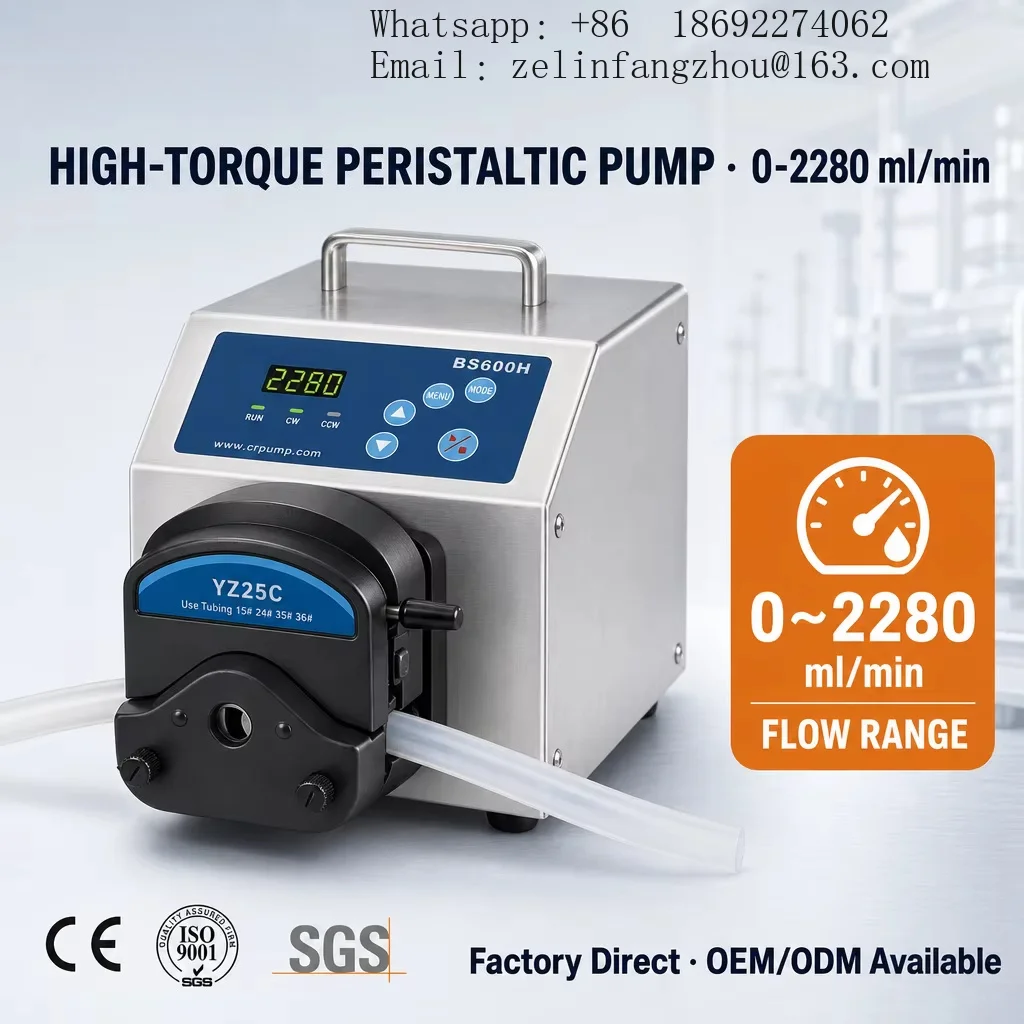 Lab Peristaltic Pump 0.1-600rpm RS485 Control BS Series 10L Chemical Dosing Food Processing Variable Speed Precision