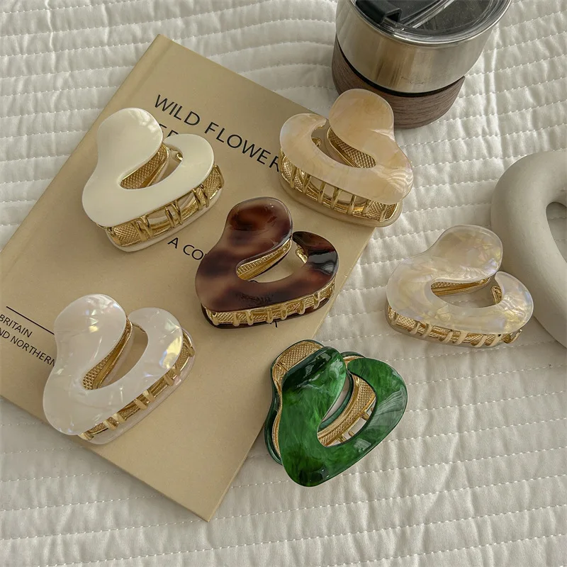 

Заколка для волос из ацетата нестандартной формы, подходит для женщин, которые завязывают волосы назад, аксессуар для волос в виде заколки-краба.