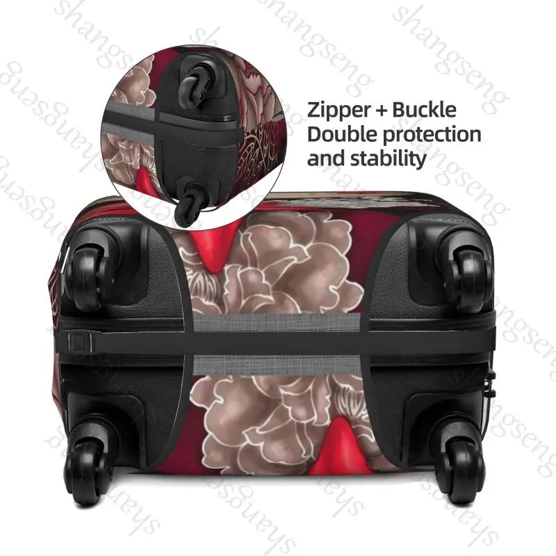 Kawaii Kokeshi Doll Travel suitcase protective case, suitcase cover, elastic protection, washable Luggage cover, 18-32 in