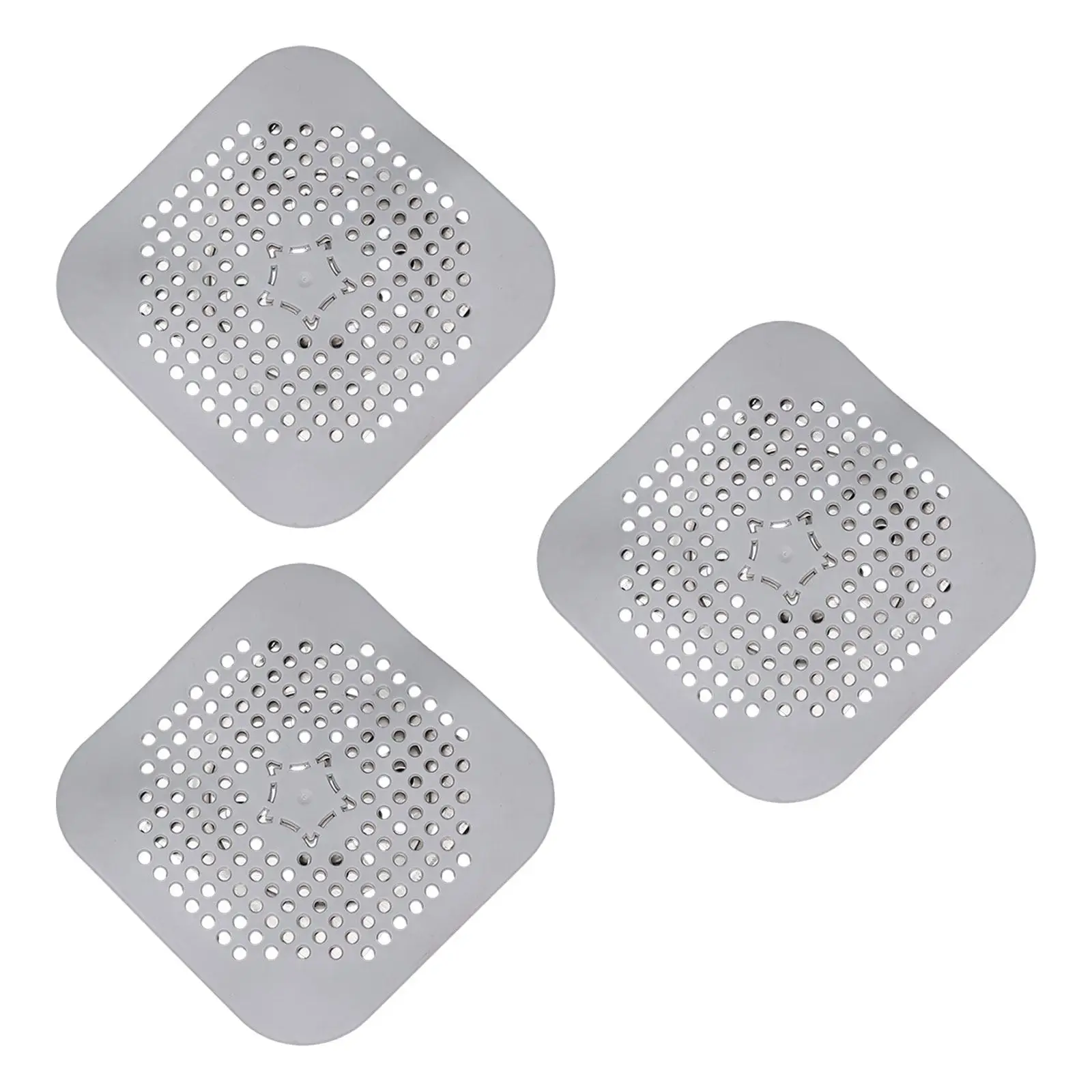 3 Pieces Silicone Drain Cover with Suction Cup Flexible Flat Strainer Hair Catcher for Shower Washbasins Kitchen Bathroom Filter