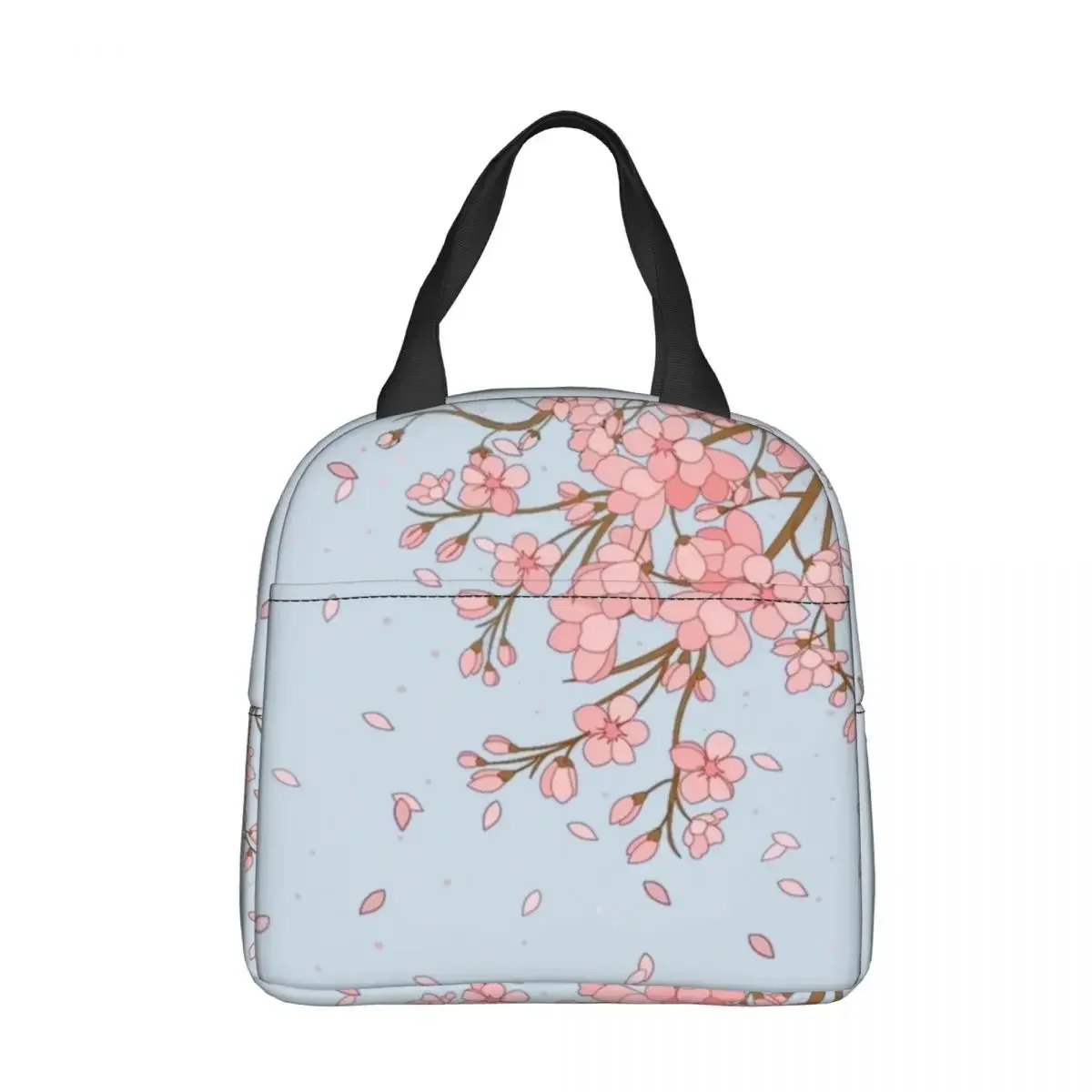 Japanische Kirschblüte rosa Druck isolierte Lunch pakete auslaufs ichere wieder verwendbare Thermo tasche Einkaufstasche Lunchbox Arbeit Lebensmittel Aufbewahrung beutel