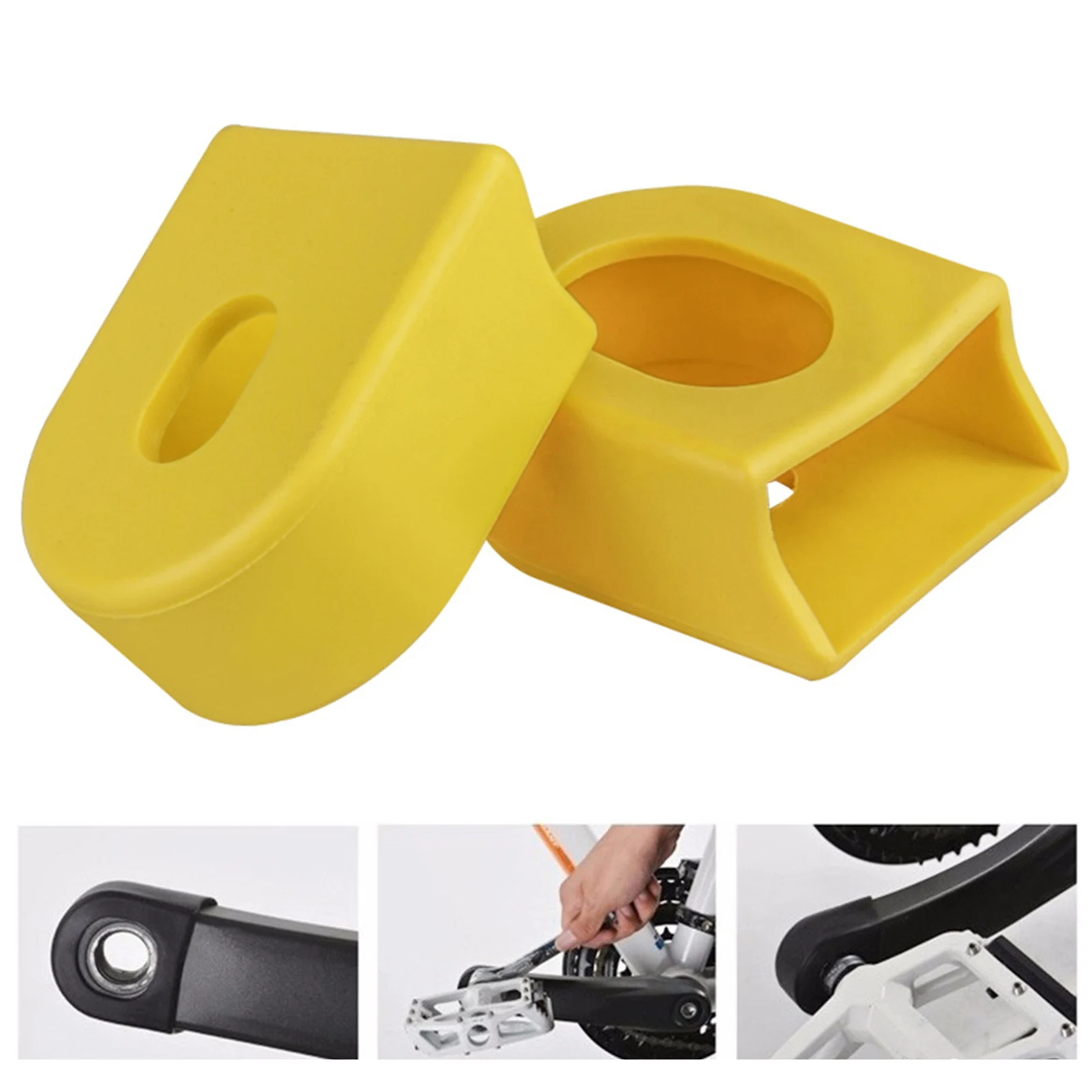 Bicycle Crank Guards Protective Covers Road And Fixed Gear Bikes Black Rubber Thickness 15mm Width 29mm Yellow