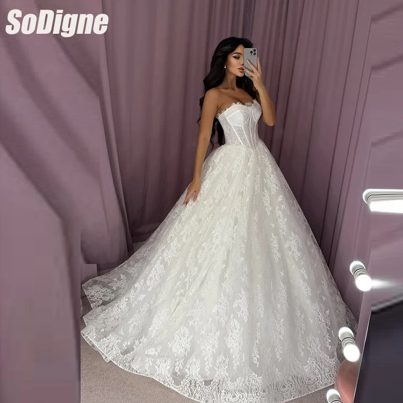 

SoDigne A-line Lace Wedding Dresses Sweetheart Sleeveless Bride Dress Long Wedding Gown vestidos de novia 2026 Customized