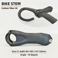 Carbon Fiber Bike Stem, MTB/Road Bicycle Track Ultra Light 3K Carbon Stem 10 Degrees 31.8 * 80-120mm Bicycle Accessories