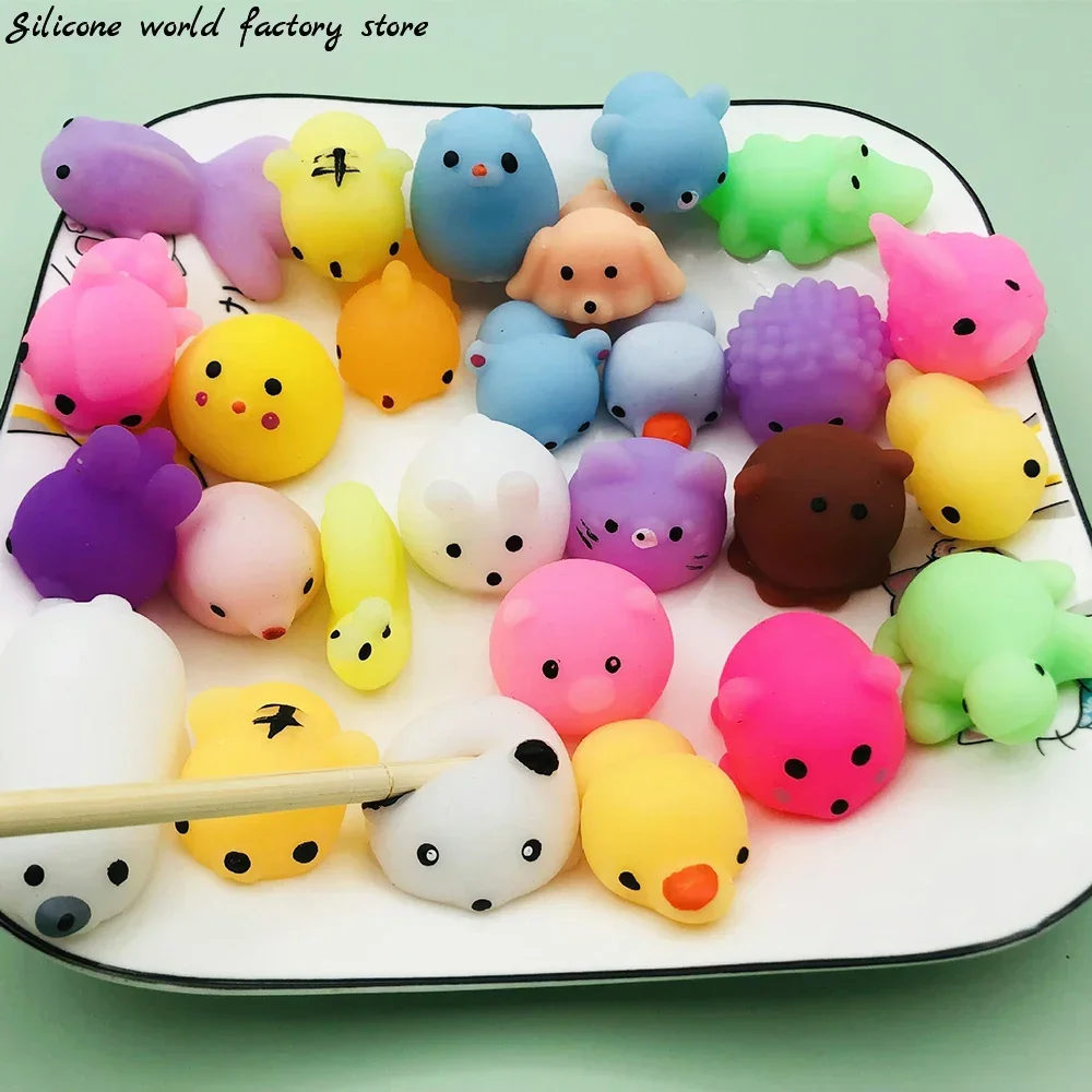 35PCS Soft Glue Stress Relief Toys Cute Animal Finger Silicone Fidget Toys Pinching Joy Pressing Release Decompression Toy Gifts