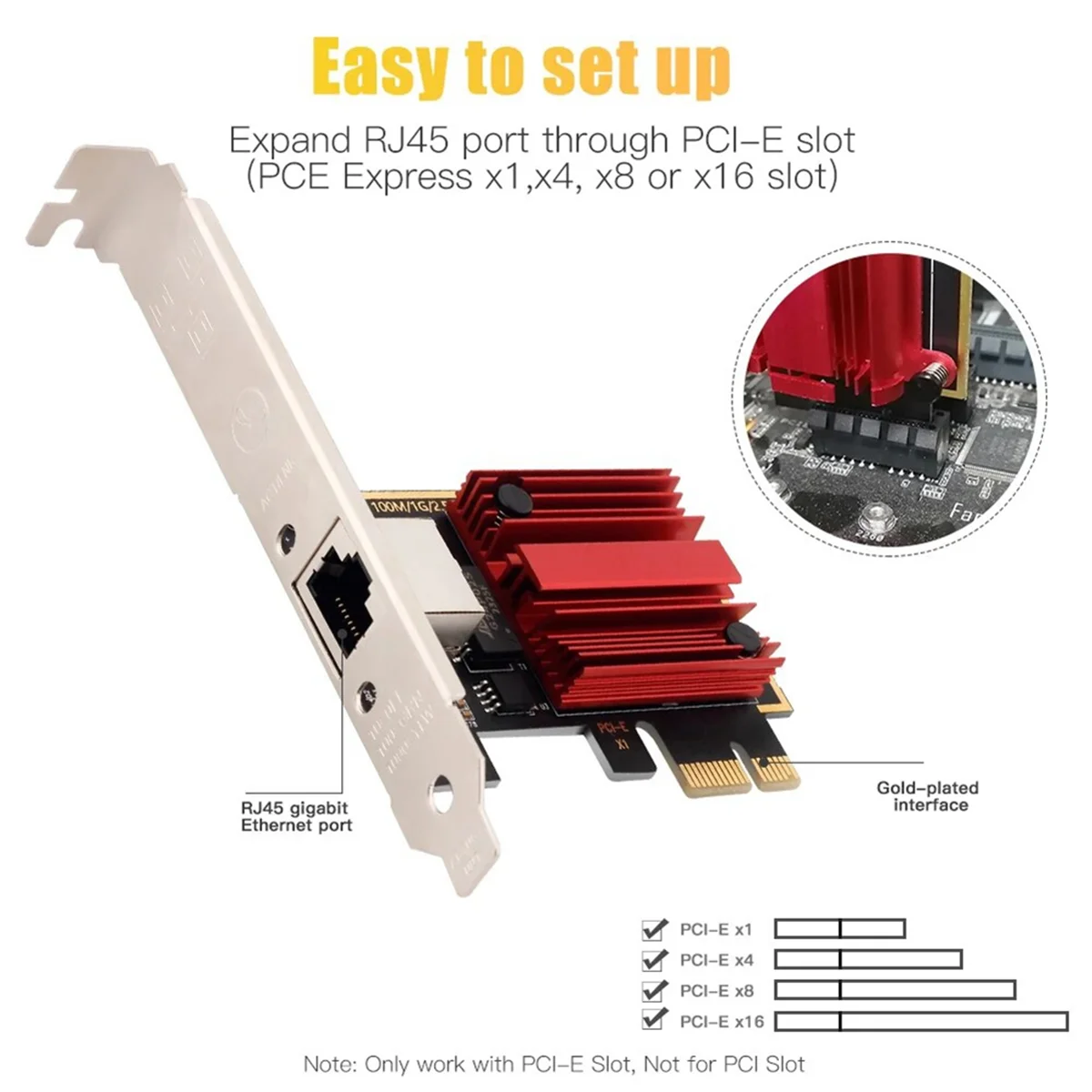 AT87-2.5G PCIE to RJ45 Network Card RTL8125B Chip 100/1000Mbps 2.5Gbps Ethernet Wired LAN Controller Adapter for Win7/8/10/11