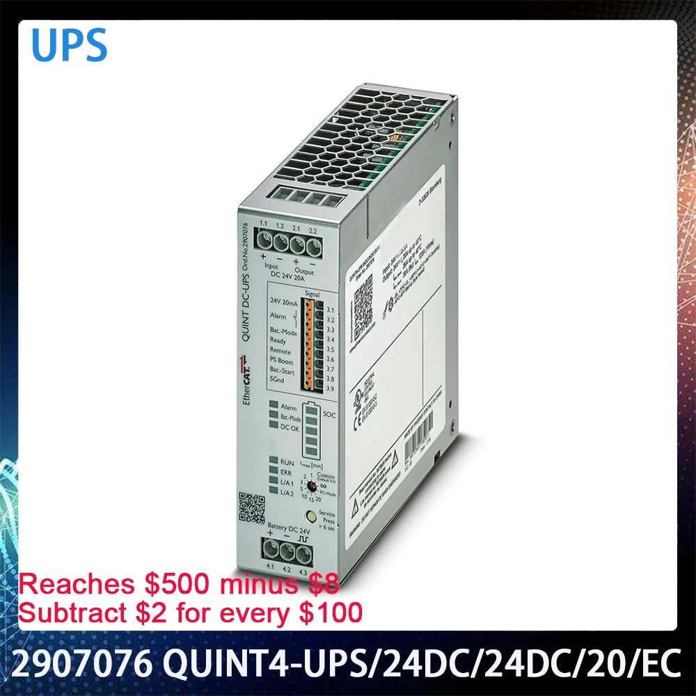 2907076 QUINT4-UPS/24DC/24DC/20/EC For Phoenix UPS 24VDC/20A RJ45 Uninterruptible Power Supply Works Perfectly Fast Ship