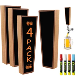 4 Pcs/Lot Beer Tap Wooden Handle,Beer Tower Kegerator Dispenser Handle with Writable Liquid Chalk Pen,Homebrew Bar DIY Gift