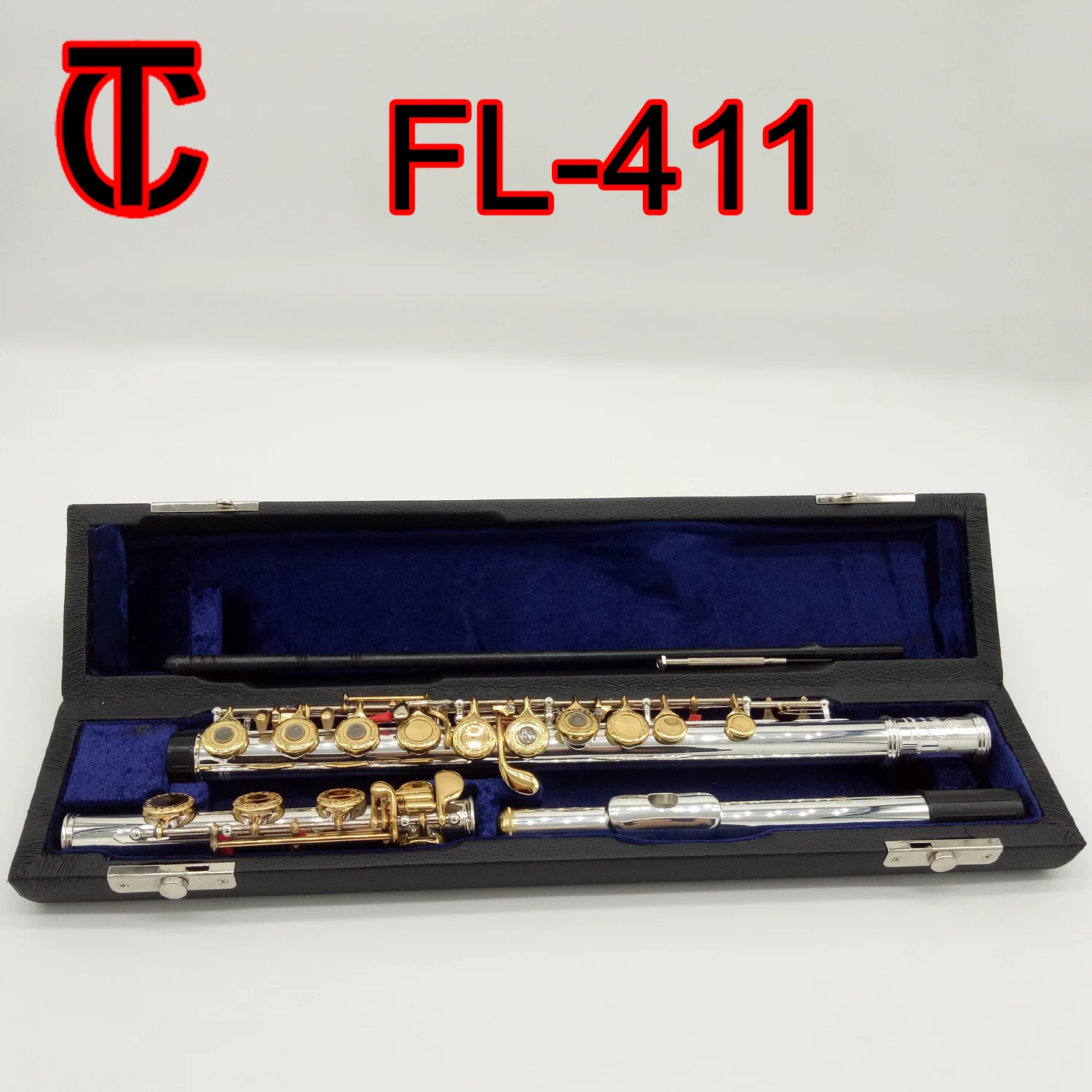 Music Fancier Club Professional Flute 411 Engraving Hand Carved Keys Gold Plating Flutes B Leg Open Holes 17 Gold Keys