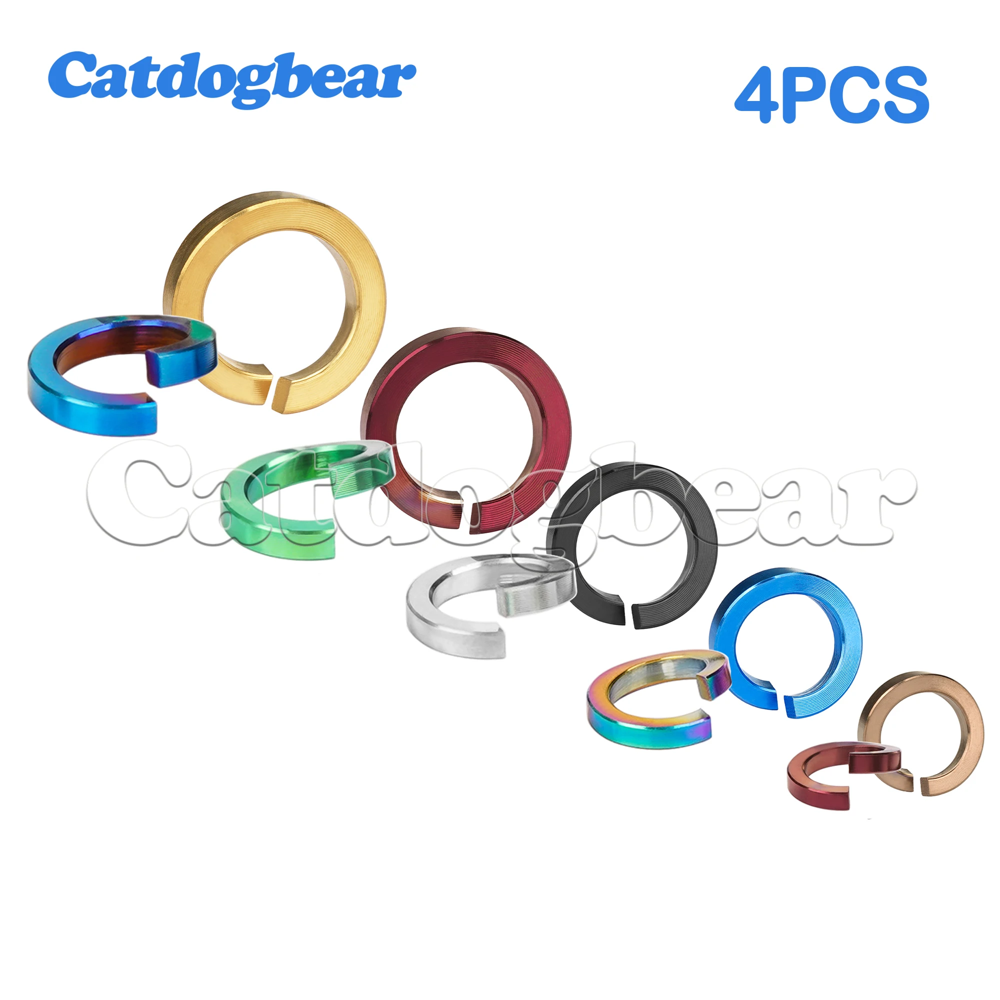 Catdogbear Titanium Washers 4PCS M3 M4 M5 M6 M7 M8 M10 Split Spring Lock Washer Gasket for Bicycle Motor Bike