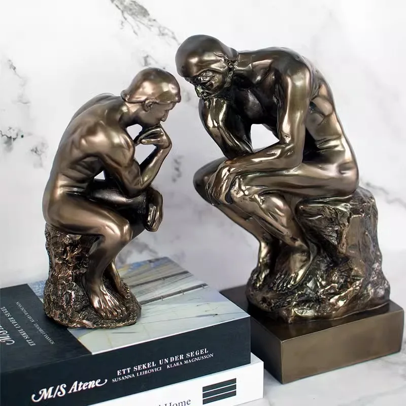 

Имитация меди, европейские украшения для дома, скульптура Rodin Thinker, офисная модель, украшение комнаты, абстрактный персонаж, статуя из смолы