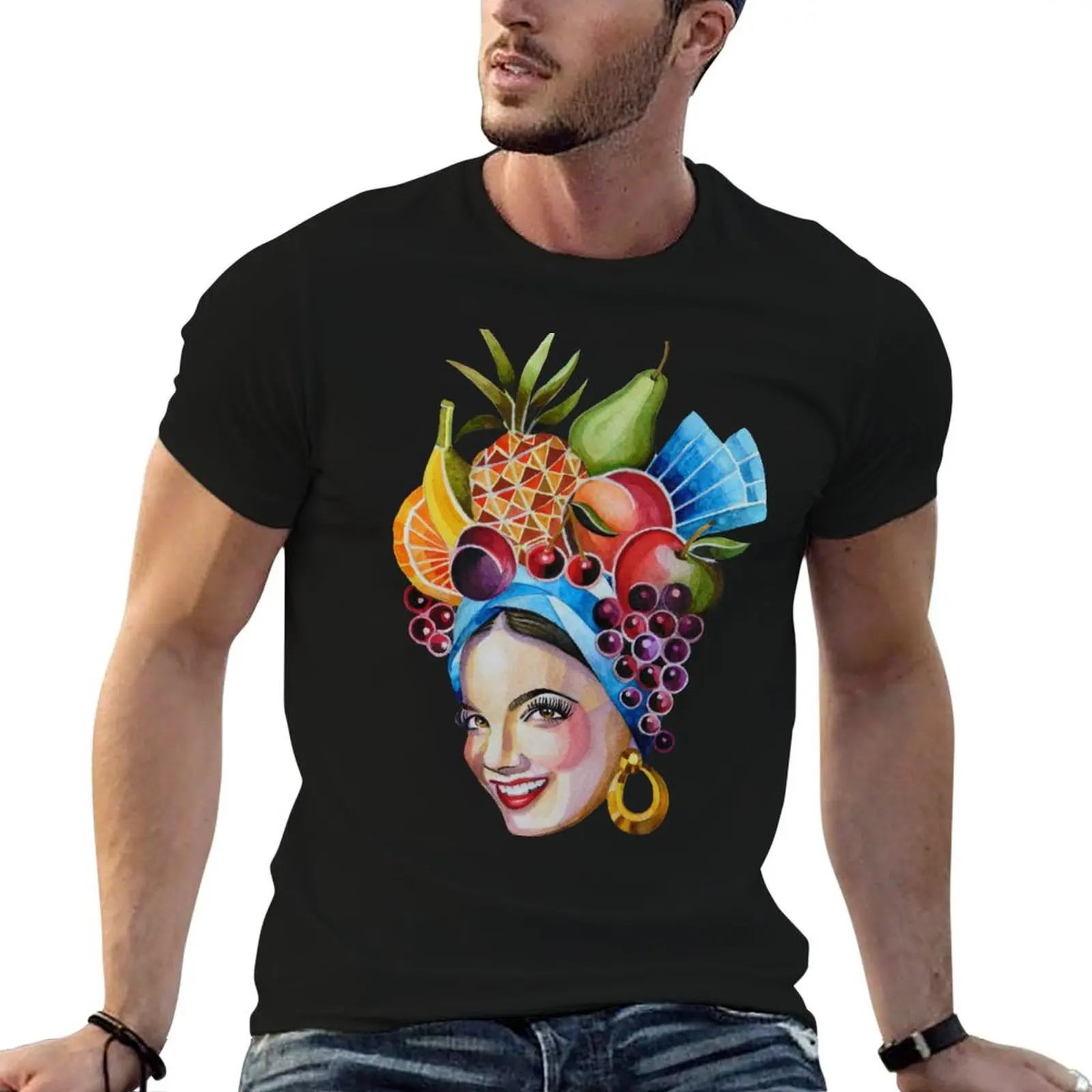 Camiseta Carmen Miranda, camisetas engraçadas, camiseta de algodão para homem, camiseta masculina 100% algodão
