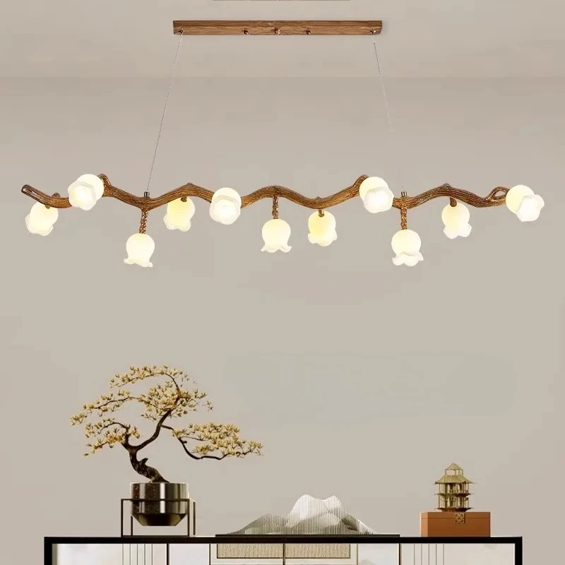 

American retro branch chandelier restaurant Japanese Wabi Sabi long bar chandelier