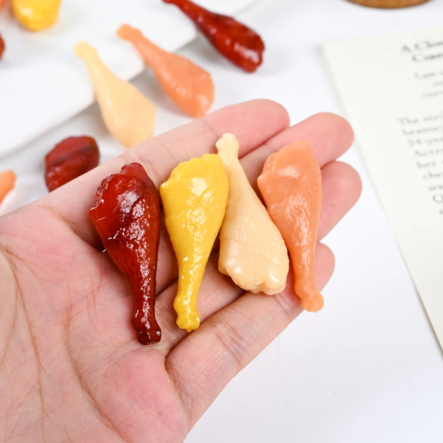 4.5cm Mini Chicken Drumstick Model Roasted Braised Chicken Leg Food Replica Keychain Miniature Food Decoration Desktop Craft