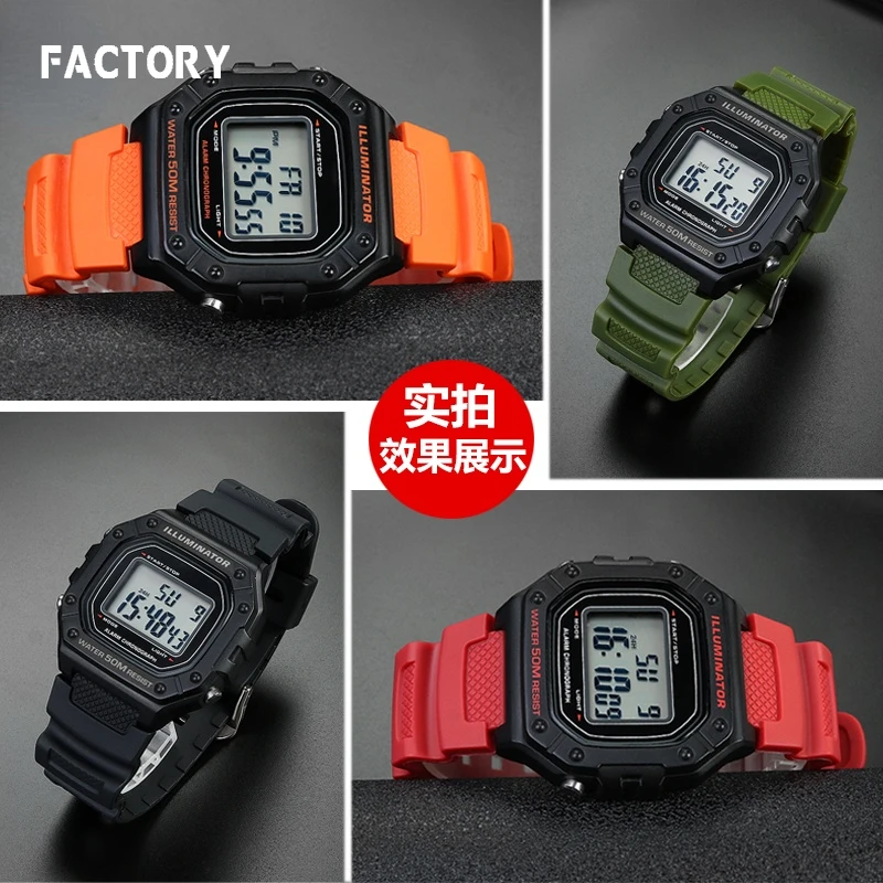 18mm Convex Rubber Watch Strap for Casio AE-1000W 1200 1300 AQ-S810W SGW-300H 400 Mrw200 AEQ-110 A168 F-108 Silicone Accessories