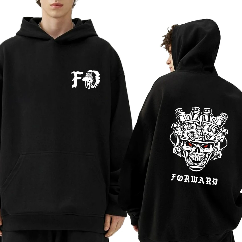 

2024 New Forward Observations Group Skull printed Hoodie Men Women vintage pullovers Unisex black Fleece Long sleeve streetwear