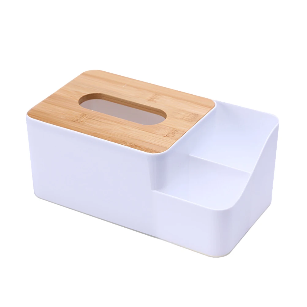 

Plastic Tissue Box Bamboo Wood Cover Desktop Storage Organizer For Home Office Car Restaurant Napkin Holder Pp Material