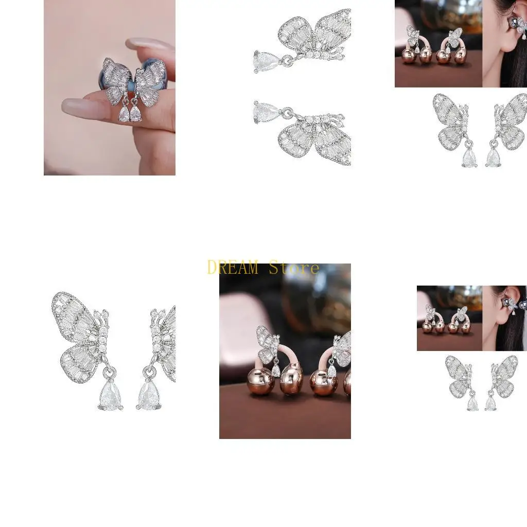 Silver Tone Earbud Charm Pair with Butterfly Party Accent Detail Best Sale