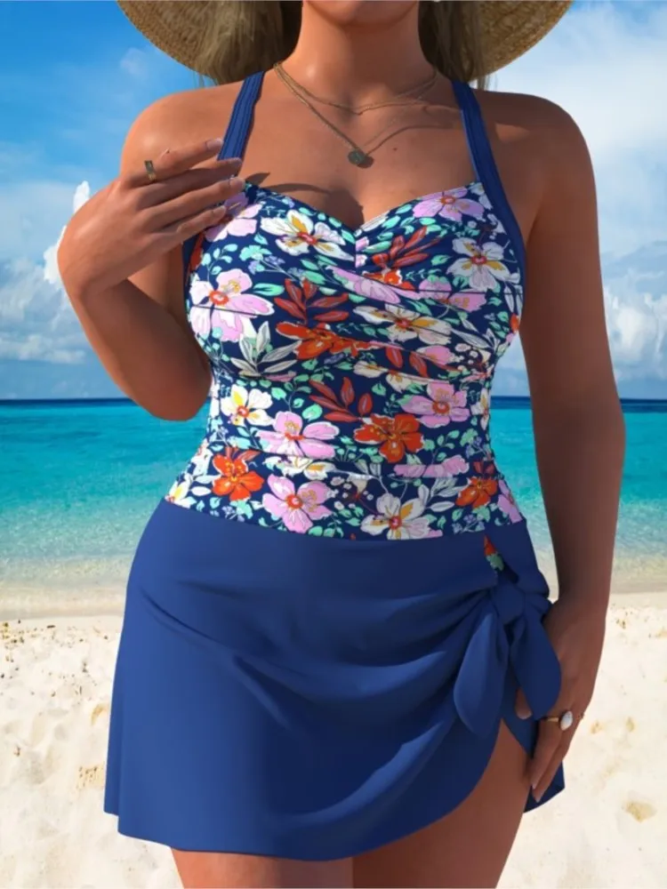 

One Piece Plus Size High Waist Bikini Women Push Up Large Size Swimsuit Summer Mujer Big Size Tummy Control Swimwear Bikini Sets