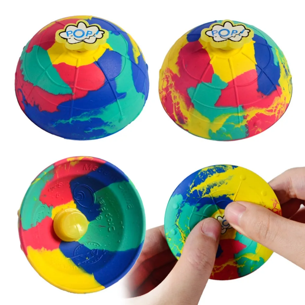 Hip Hop Jump Half Side Bouncing Ball Anti Stress Fidget Toys For Kids Outdoor Fun Camouflage Spinning Bounce Bowl Fingertip Top