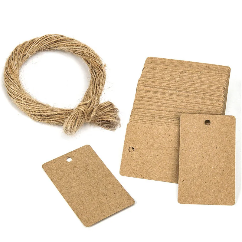 100pcs Paper Jewelry Packaging Blank Labels Display THANK YOU Tags Price Stickers With Rope Necklace Making Bracelet Supplies