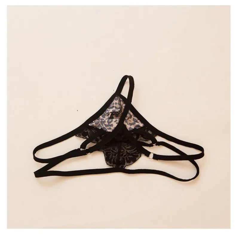 ليوبارد سيسي الحقيبة سراويل الملابس الداخلية الرجال الدانتيل جرلي انظر من خلال T-الظهر ثونغ مثير g-سلسلة منخفضة الخصر كروسدرينج الملابس الداخلية #6