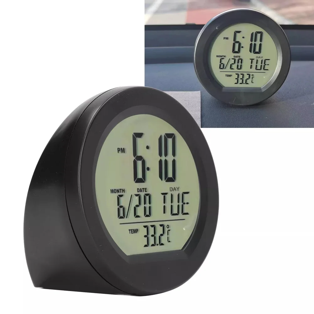 Car Digital Thermometer Dashboard Clock With Temperature Display High-precision Vehicles LED Backlight Digital Clock Ornament