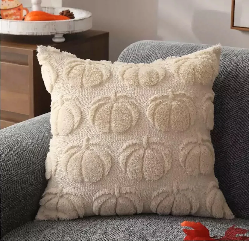 New Fall Thanksgiving Decorative Pillow Cover 45x45cm Beige Couch Cushion Cover Pumpkin Halloween Pillowcase Holiday Decorations