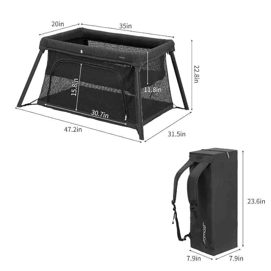 Berço de viagem portátil 2 em 1 para criança, berço dobrável para bebê, cercadinho leve, playard dobrável com colchão macio, fácil