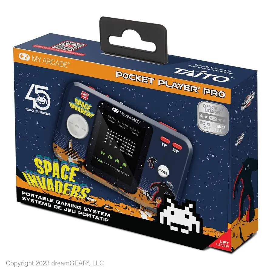 Arcade Space Invaders Pocket Player Pro con licencia oficial, consolas de juegos retro, juego divertido para la familia, pantalla a 2,75 colores