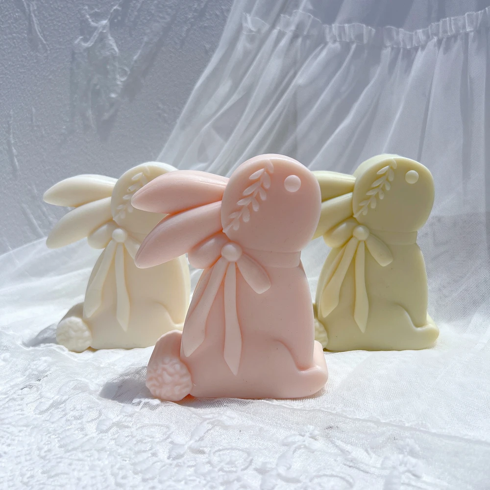 Cute Rabbit Silicone Candle Molds Bunny Silicone Mold Heart Animal Wax Mould Easter Home Decor