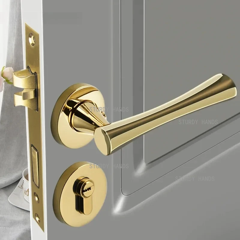 

1 set of zinc alloy magnetic lock for indoor bedroom silent anti-theft door handle hardware padlock