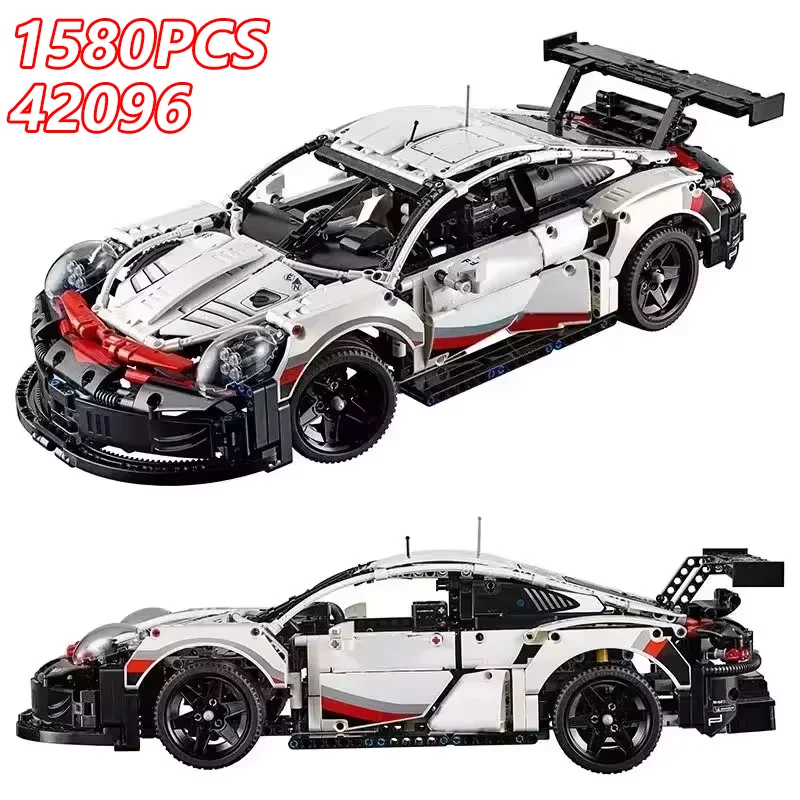 Technical 1580Pcs 911RSR Race Sport Car Model Building Block Remote Control Car Motor Or LED Lights Vehicle Brick Toy Adult Gift
