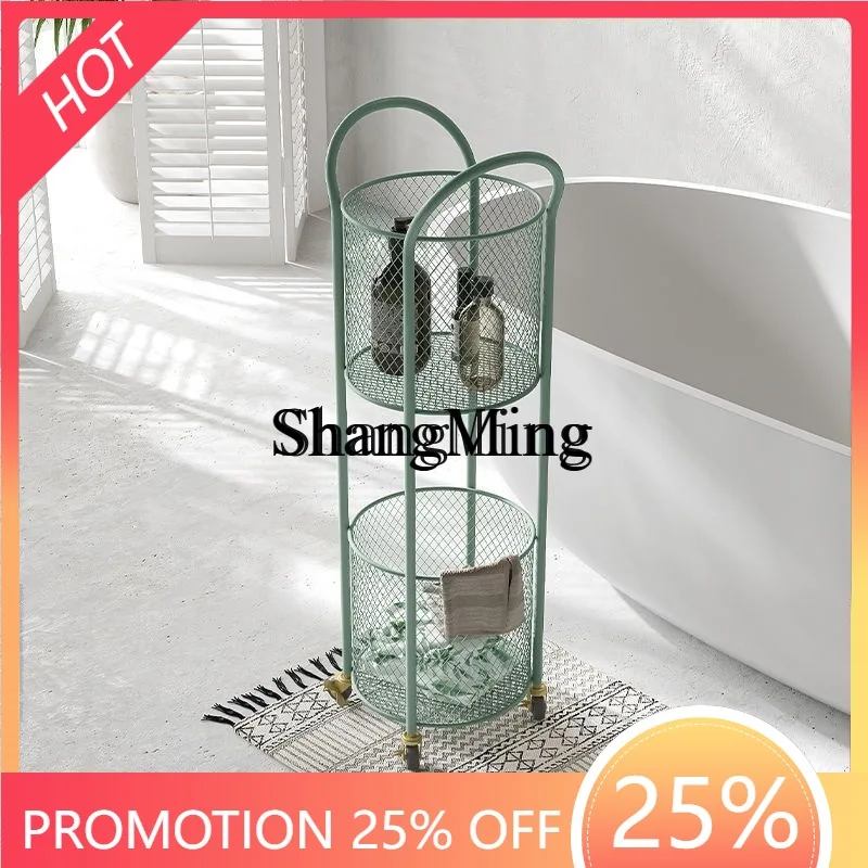 

FG good-looking light luxury bathroom storage basket toilet with wheel rack toilet mobile storage rack