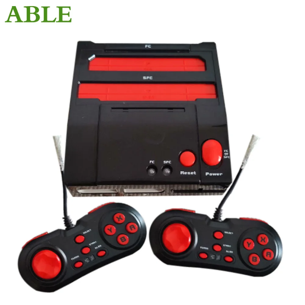 sfc nes MD dual/triple card console includes sfc dual handles, av cable, power adapter suitable for sfc nes MD game cards