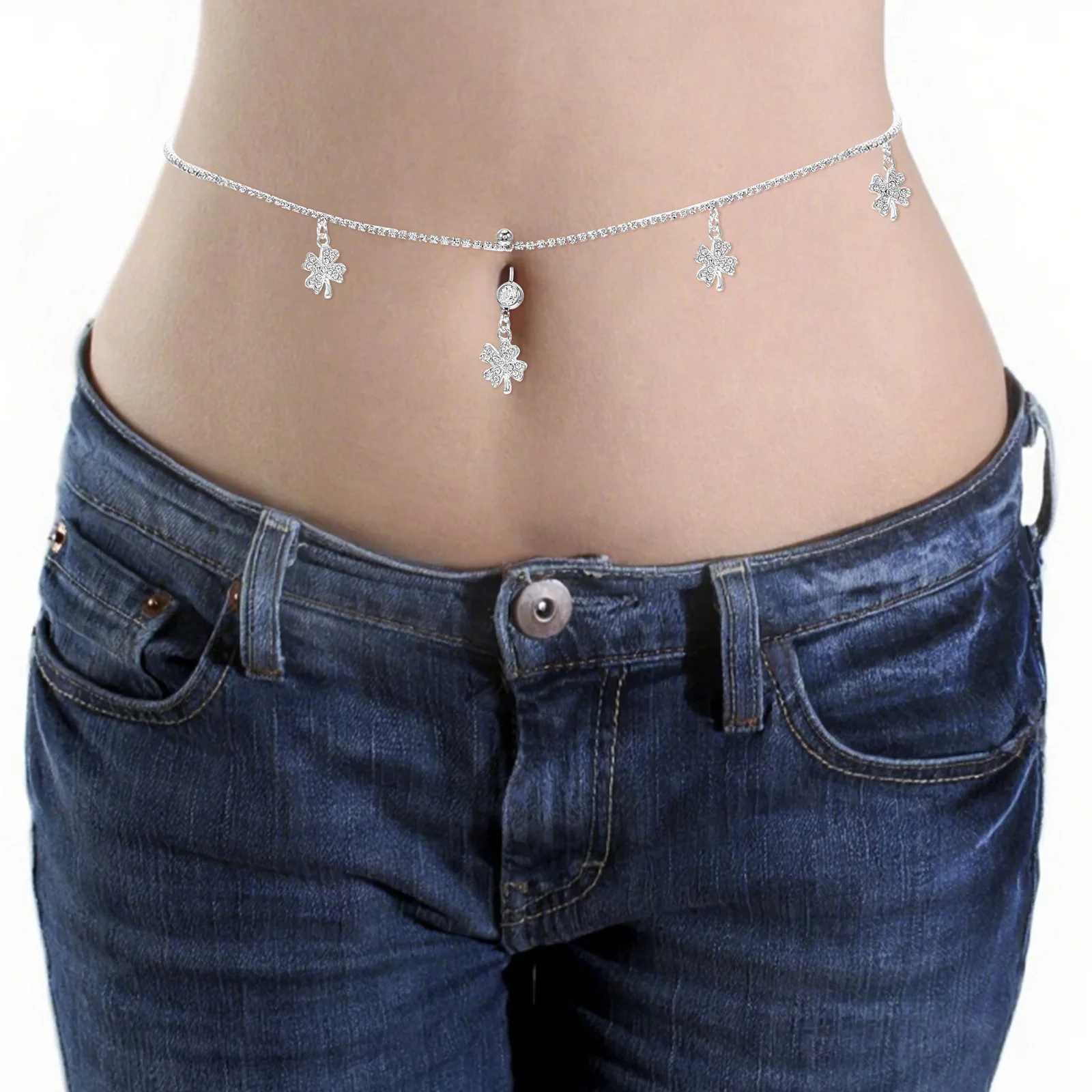 

Elegant Rhinestone Waist Chain Belt for Women Trendy Body Necklace Adjustable Belly Chain Jewelry Lightweight Comfortable Tassel