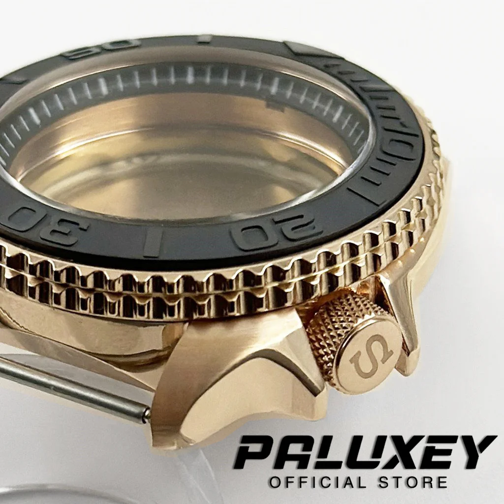 Cassa per orologio in oro rosa da 42 mm Custodia SKX per orologio da uomo Parte 007 Parti di modifica dell'orologio adatte al movimento NH35 NH36