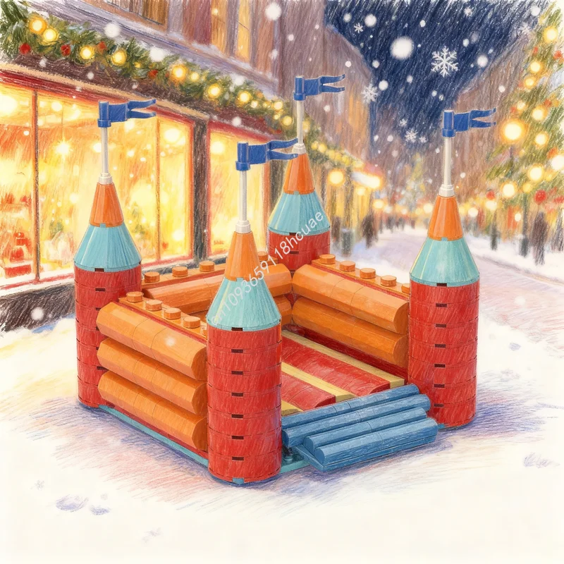 

Набор для сборки 338 деталей: Модель надувного замка (MOC), конструктор, развивающая игрушка, подарок на Рождество, архитектурный конструктор, DIY, креативная идея