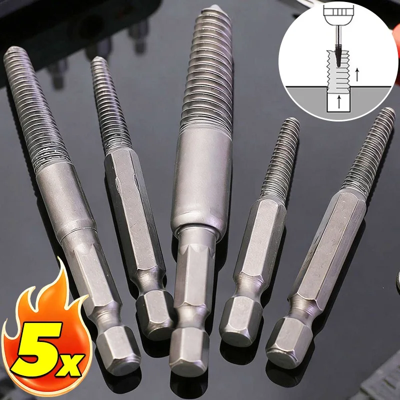 

Набор из 5 экстракторов для сломанных винтов с шестигранным хвостовиком, для удаления поврежденных винтов, для электрических дрелей