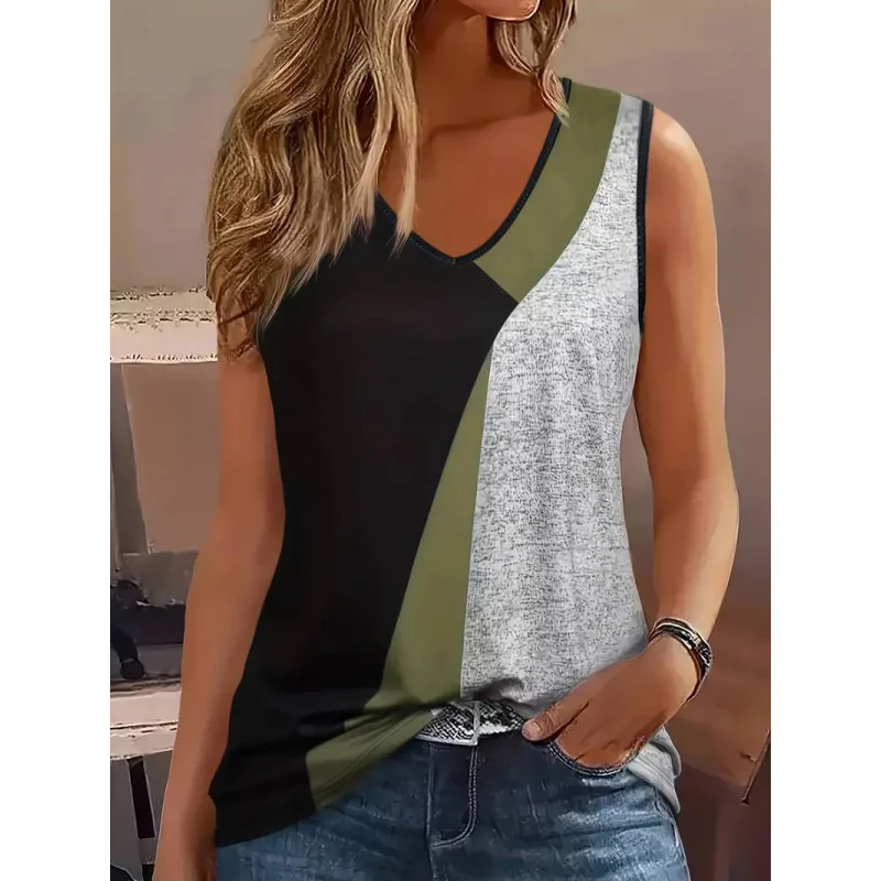 قميص قصير صيفي نسائي أوروبي وأمريكي عتيق مزين بالزهور وبسيط كاجوال بدون أكمام