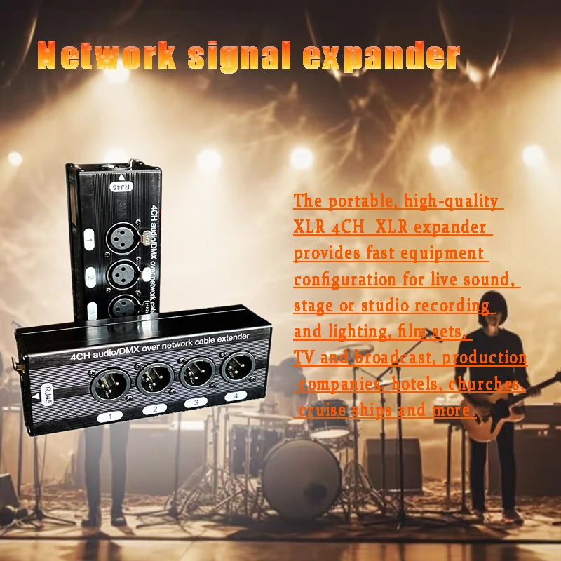 

Network signal extender 4 XLR light conversion digital network cable to analog signal distribution audio video transmission box