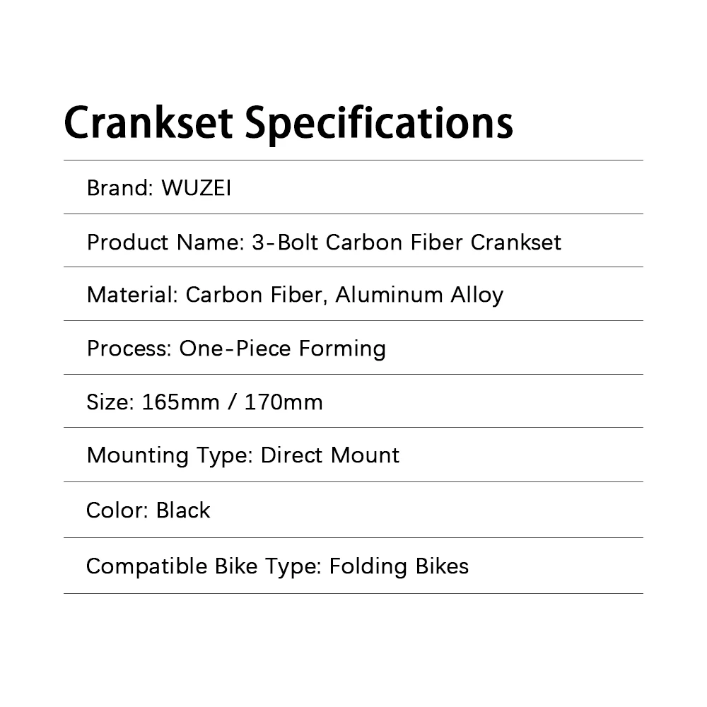 WUZEI Kohlefaser-Rennrad-Kurbelgarnitur, 165 mm, 170 mm, 3-Loch-Direktmontage, AL-7075, 24 mm Achse für Shimano 105 R7000 Ultegra R8000 – Detail 4
