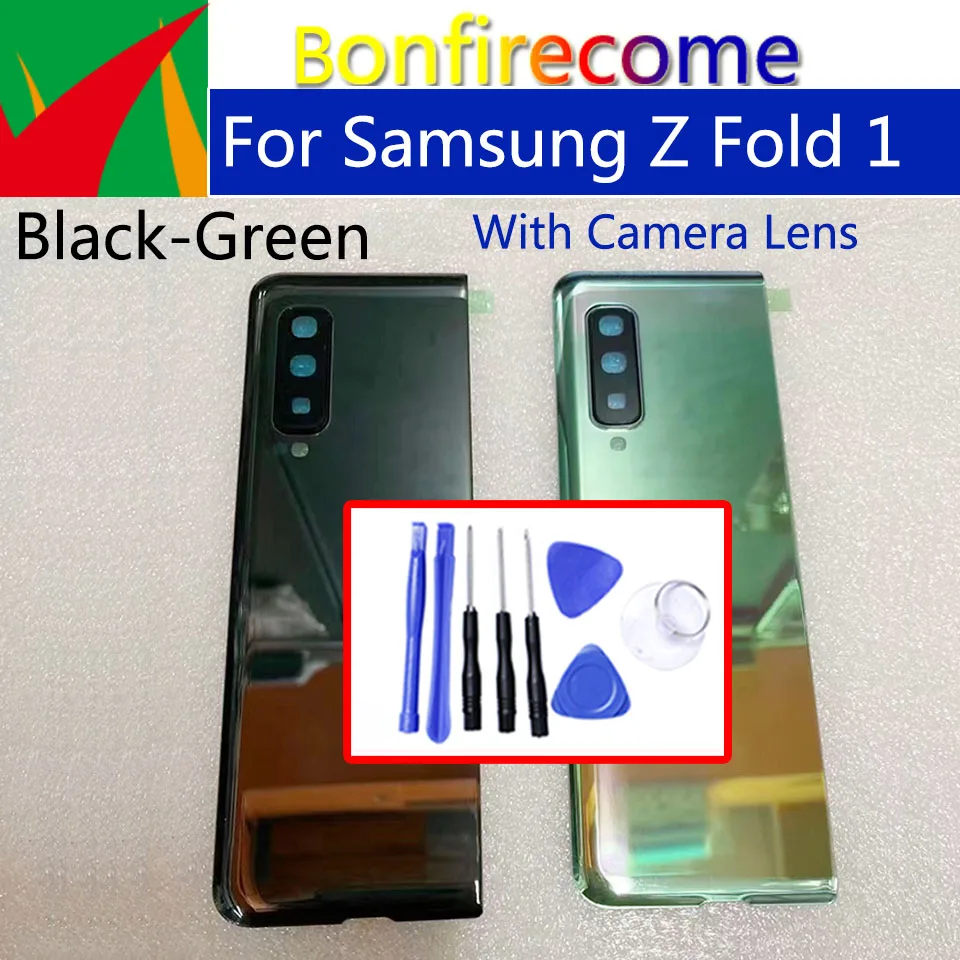 For Samsung Z Fold 1 F900 Battery Back Cover Rear Door Housing 3D Glass With Camera Lens Replacement Repair Part