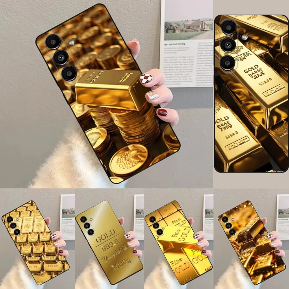 Money Gold Cash Art Design  Phone Case For Samsung S24,23,22,30,21,10,9,Ultra,Plus,Lite,FE,Soft Silicone Black Cover