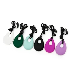 Silicone Teardrop Pendant Baby Teething Necklace Teether Autism Sensory Nursing Necklace Chewing Pendant K3KF