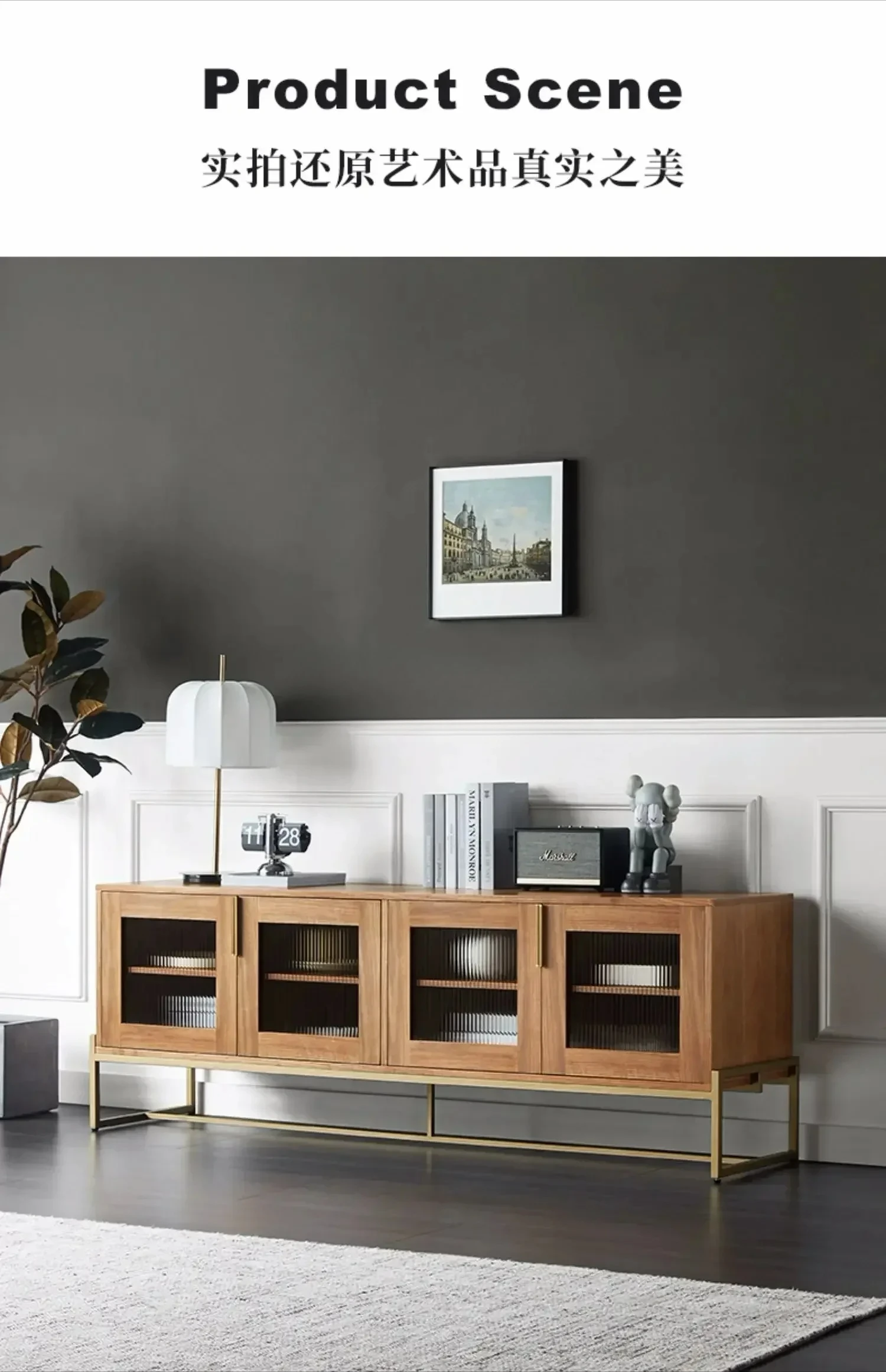 

TV Cabinet Modern Minimalist Living Room Floor Nordic Solid Wood Coffee Table TV Cabinet Combination