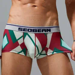 Seobean-men's underwear, sexy, low waist, color block boxer briefs, new